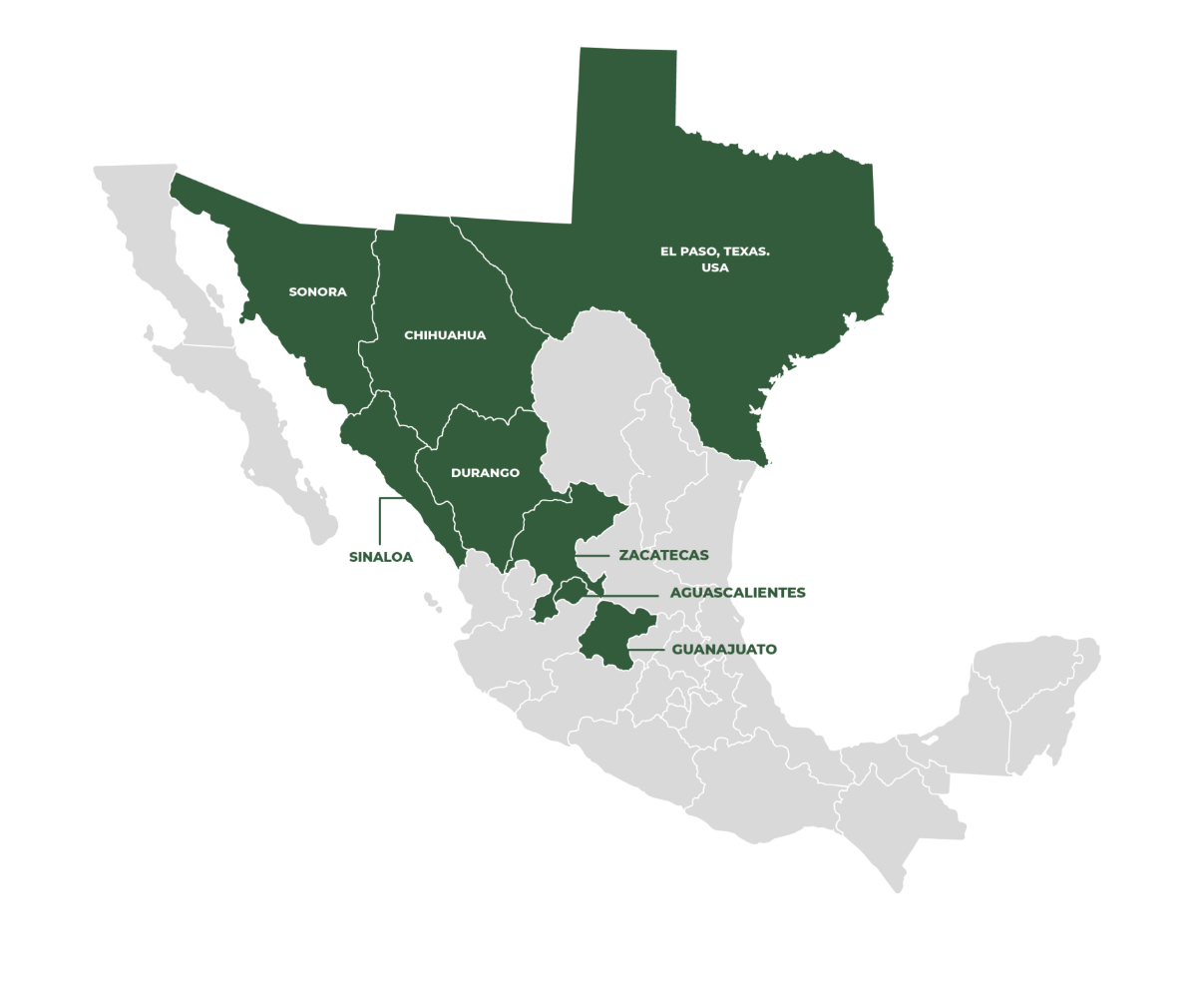 Mapa de ubicaciones en México